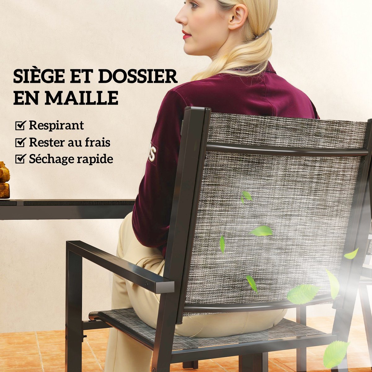 Ensemble de salon de jardin Acier noir, OUTSUNNY