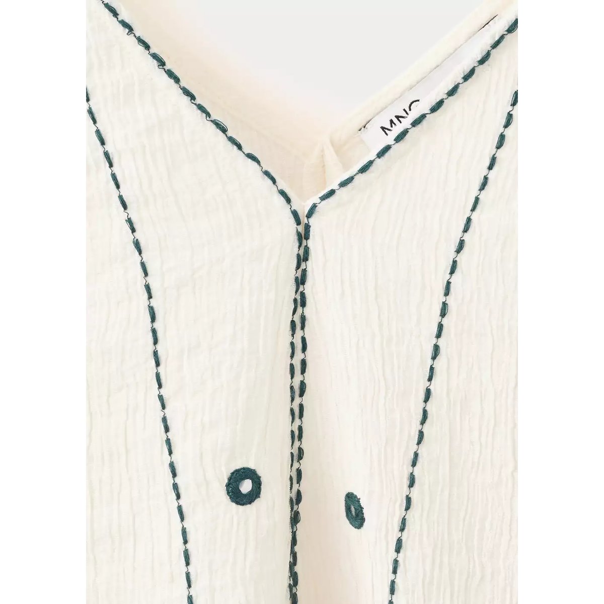 Top bretelles détails brodés blanc cassé, MANGO TEEN