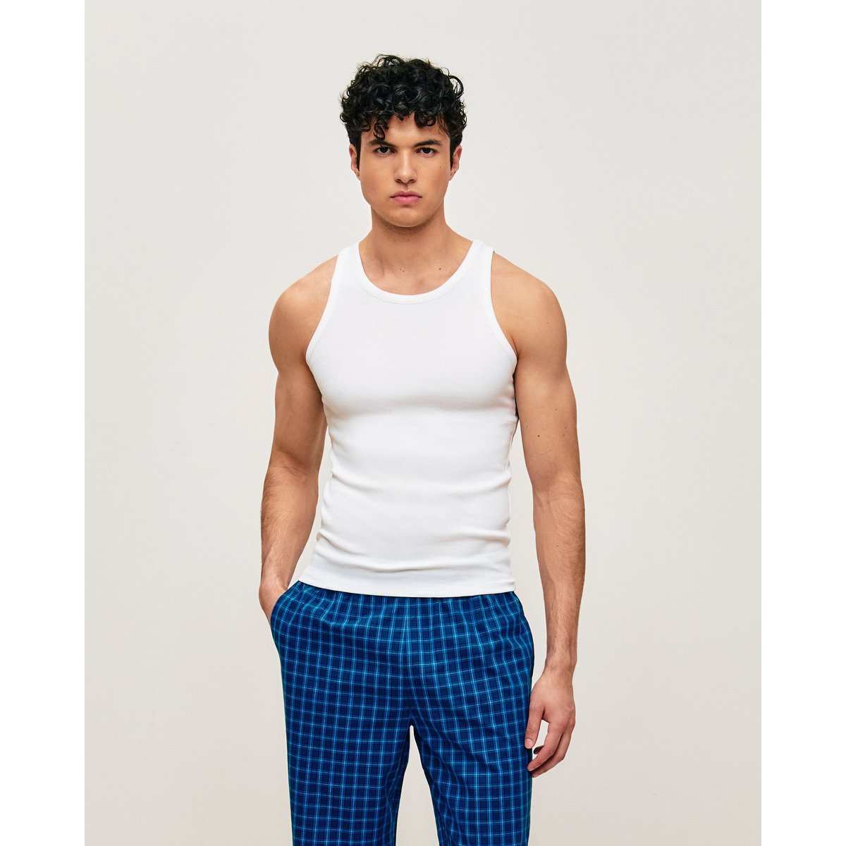 Pantalon en coton à carreaux BLUECHECKIZ bleu marine, UNDIZ