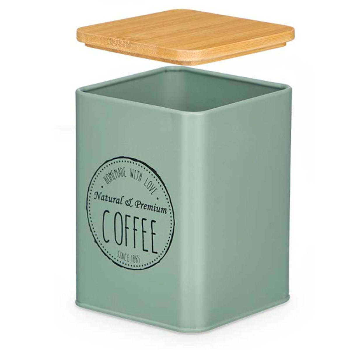 Set de 3 boîtes en métal vert café, sucre, thé 10x10x13.5cm vert, WADIGA