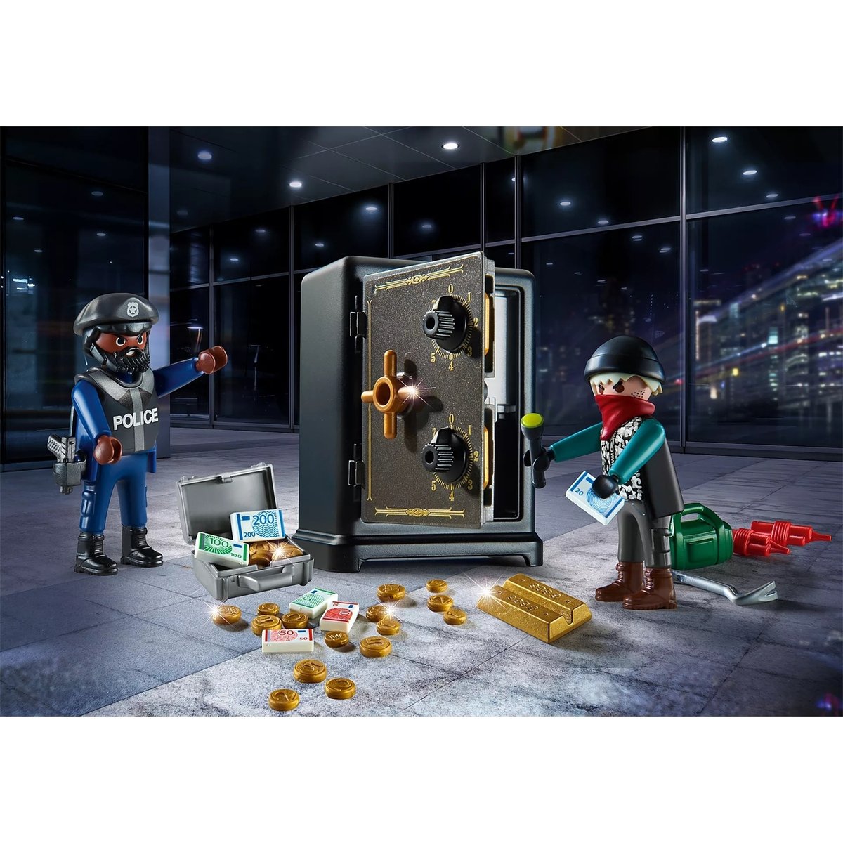 City Action Starter Pack Policier avec cambrioleur de coffre-fort multicolore, PLAYMOBIL