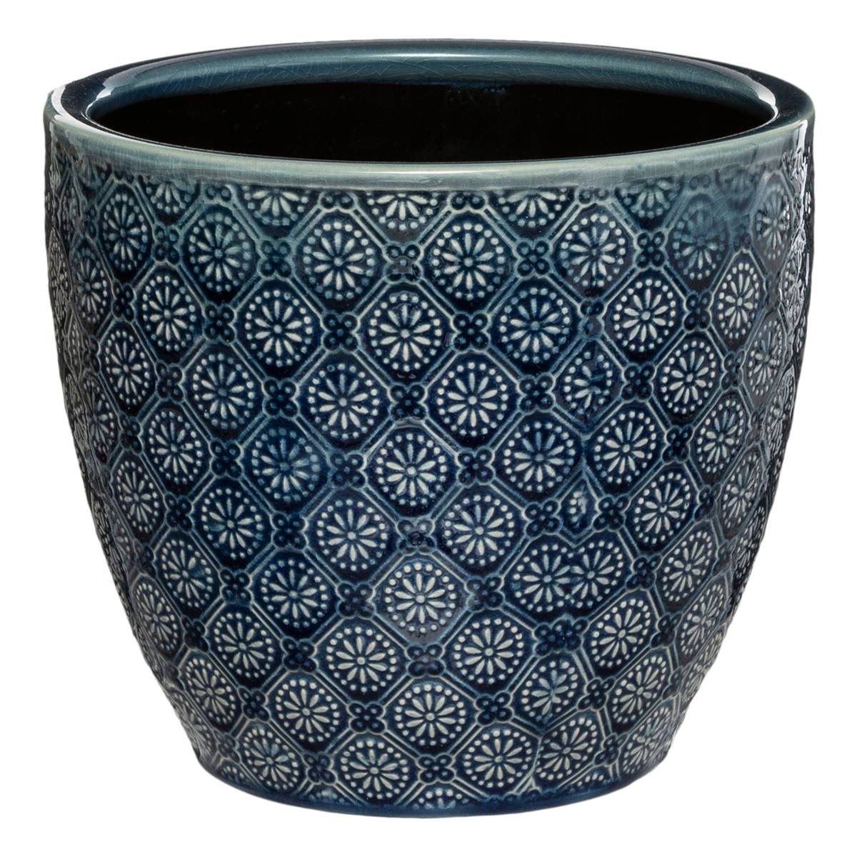 Set de 3 pots FLEURS bleu navy, ATMOSPHERA