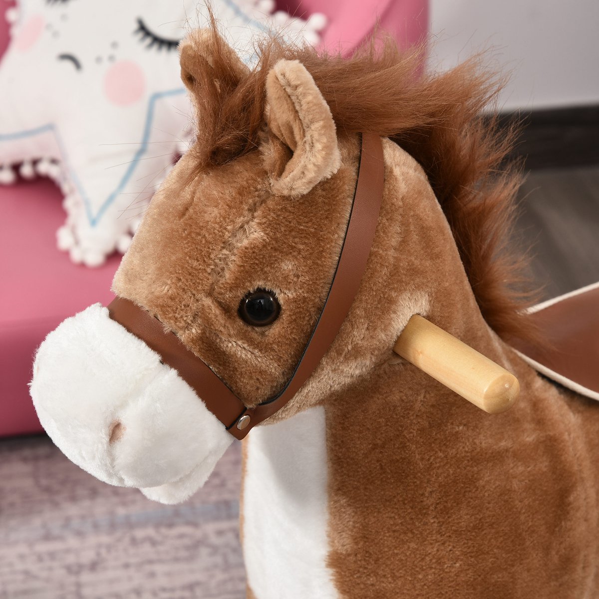 Cheval à bascule pour enfants Bois Brun brun, HOMCOM