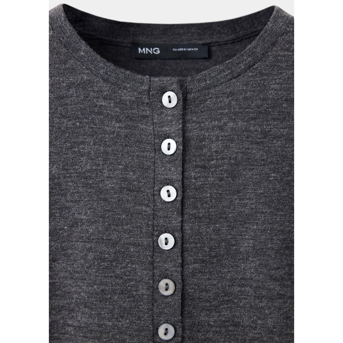 Pull en maille à boutons gris, MANGO
