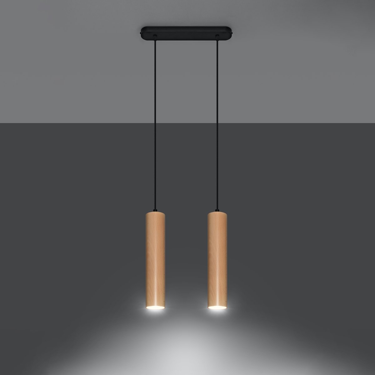 Suspension Bois Bois Naturel GU10 2 Lino Line marron, EDEN