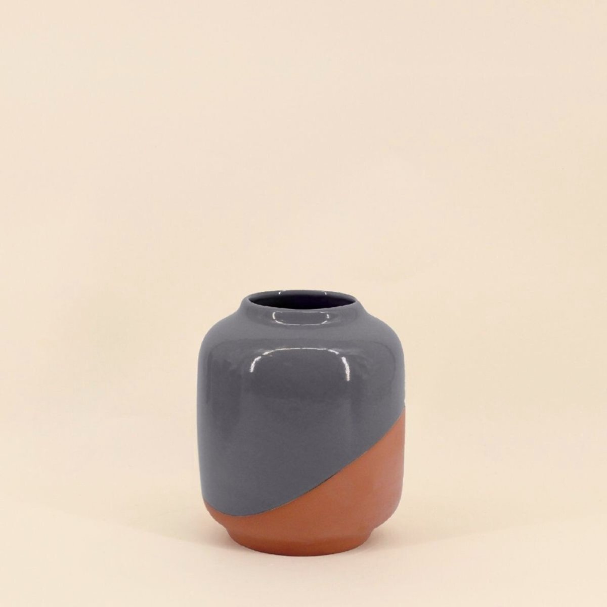 Vase bicolore, H16cm gris, ORNAMI