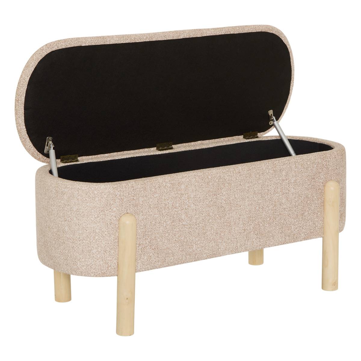 Banc coffre ovale 1 place en pin MUKA beige, ATMOSPHERA