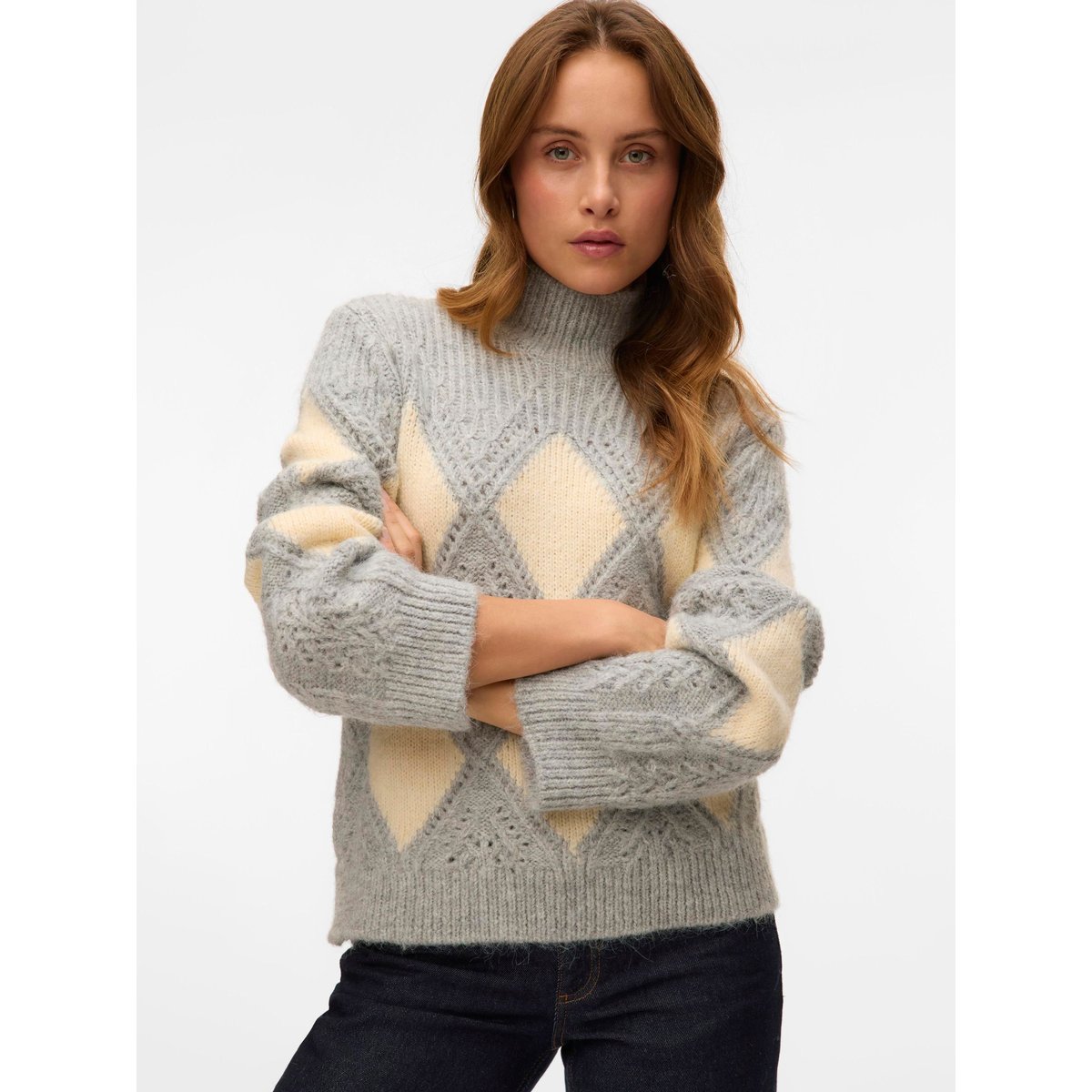 Pull En Maille grise - light grey melange, VERO MODA