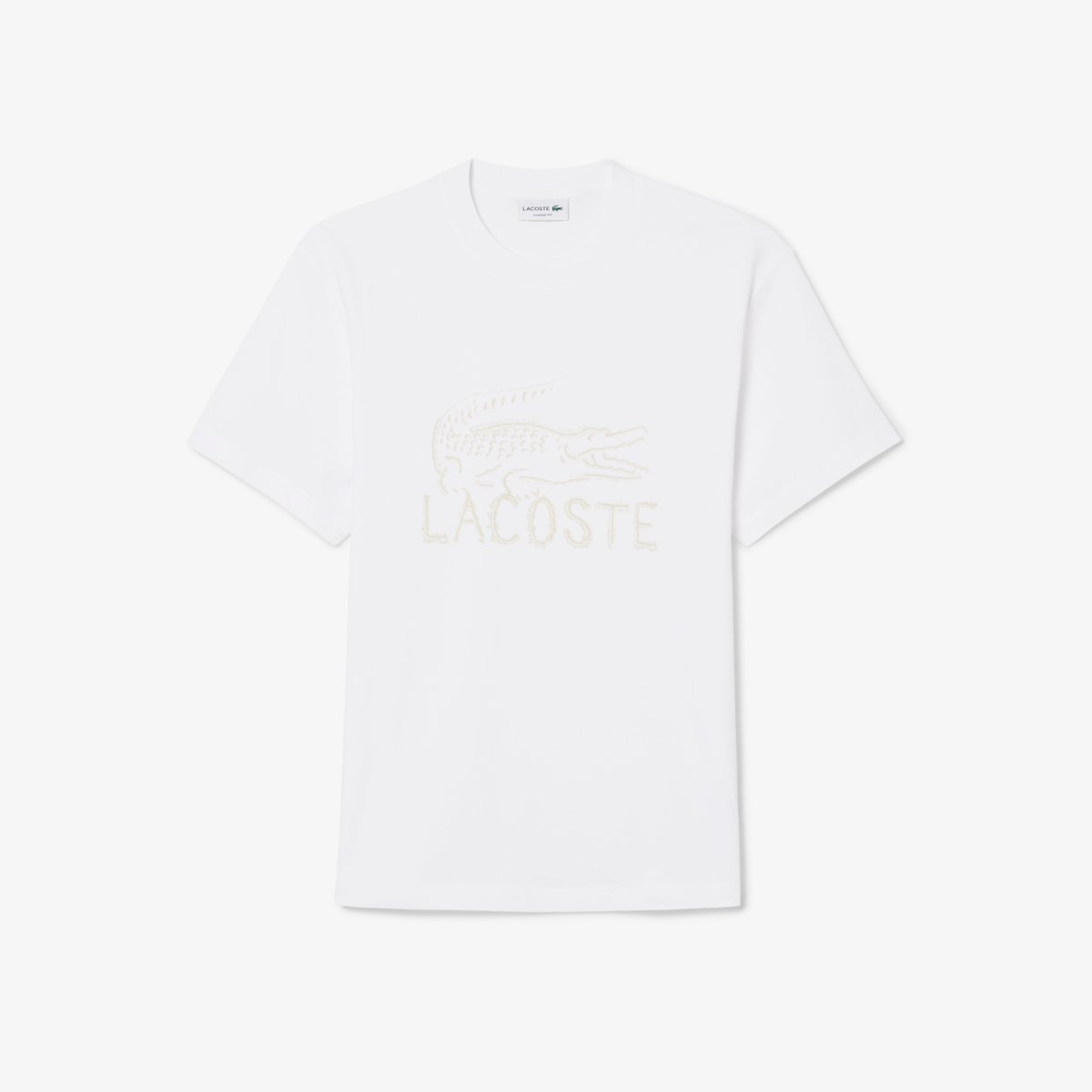 T-shirt coton imprimé blanc-001, LACOSTE