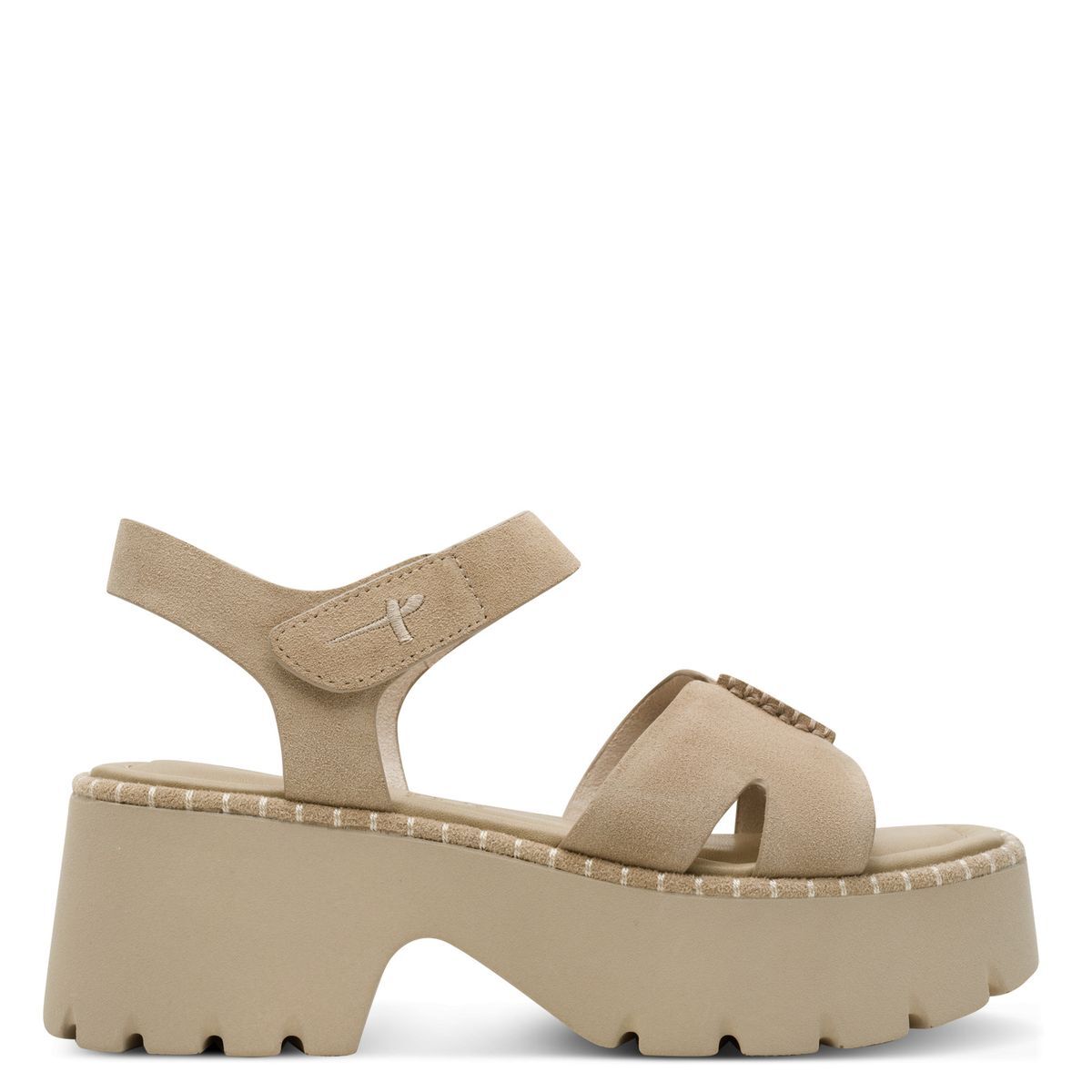 Sandale à talon en cuir marron taupe, TAMARIS