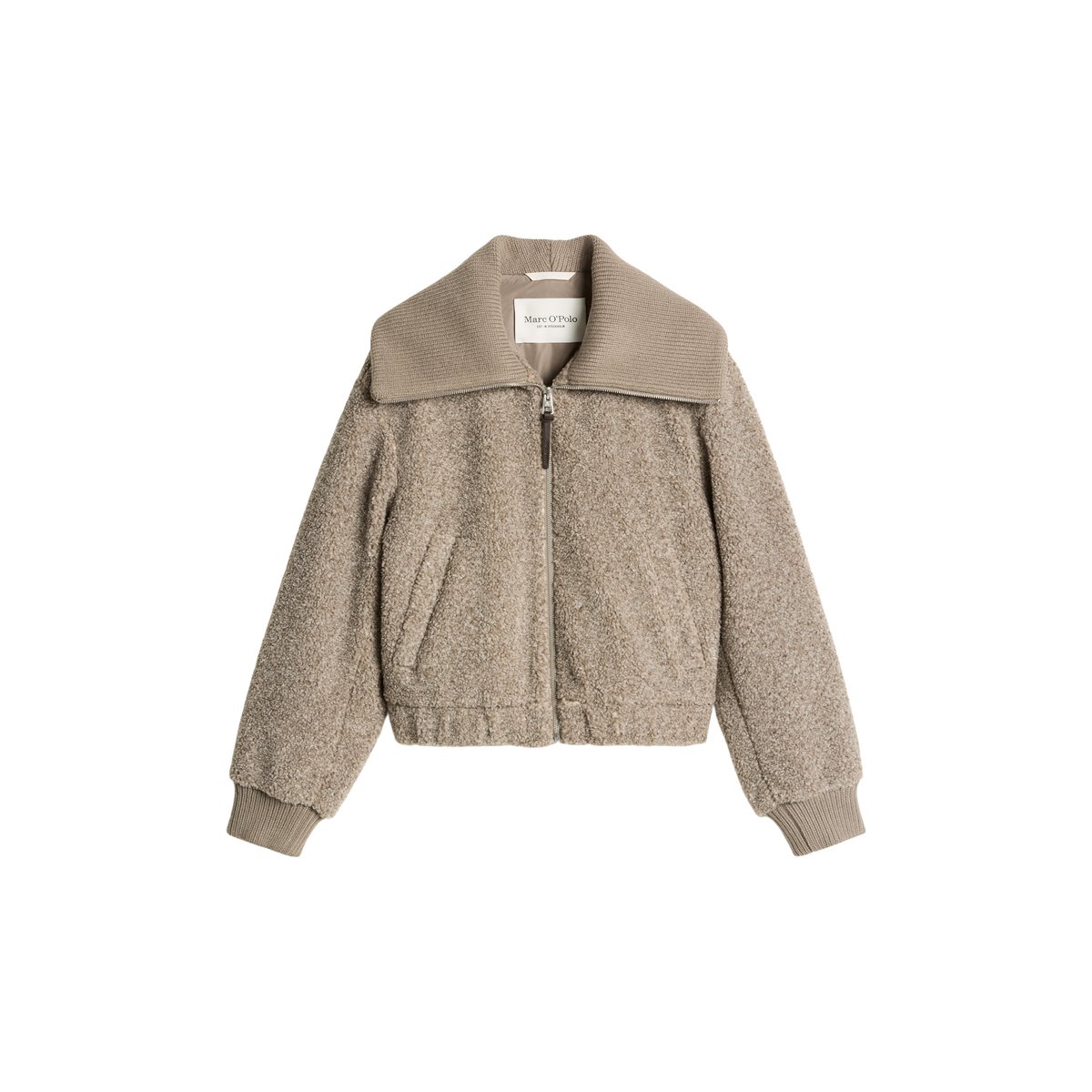 Blouson Teddy coupe classique en peluche Curly toute douce beige, MARC O'POLO