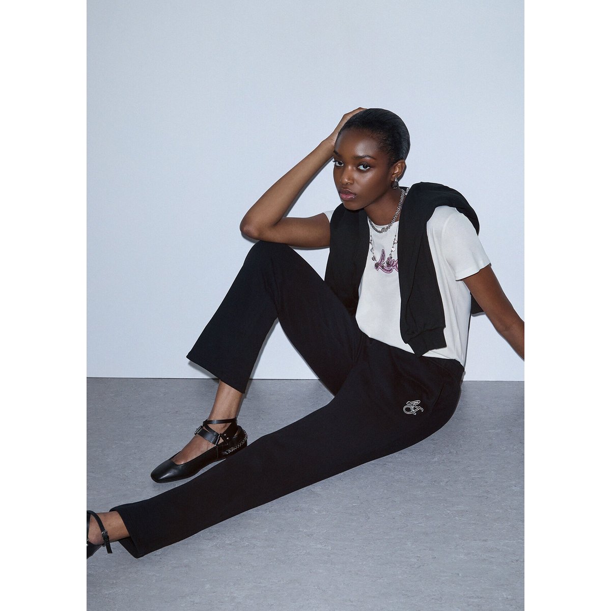 Pantalon en molleton à coupe régulière noir, LIU JO