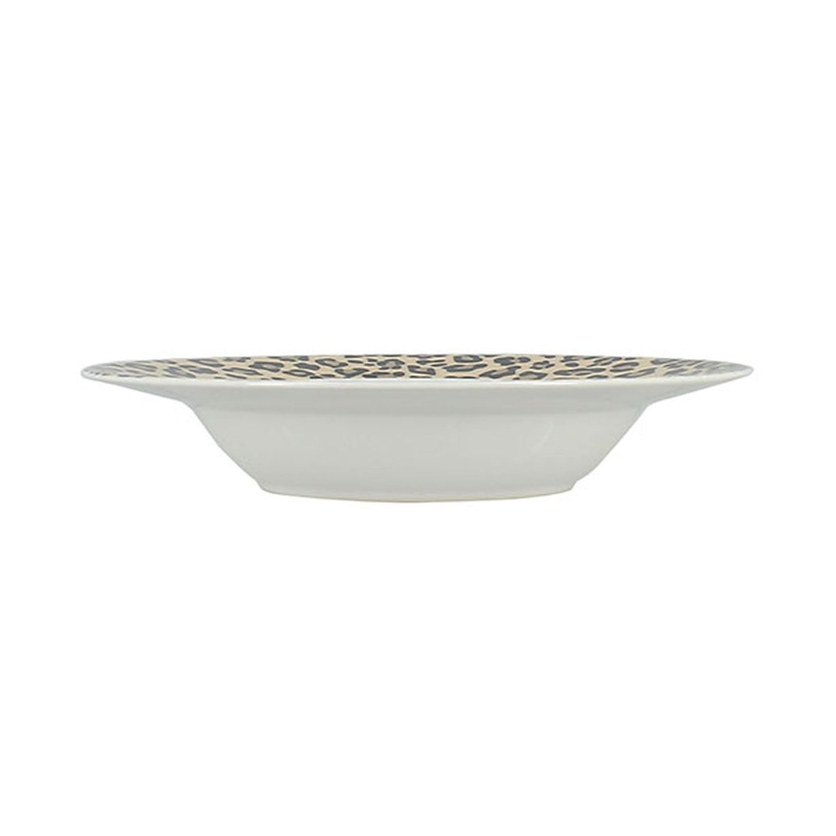 Lot de 6 assiettes creuses 20cm en porcelaine, LEOPARD beige, NOVASTYL