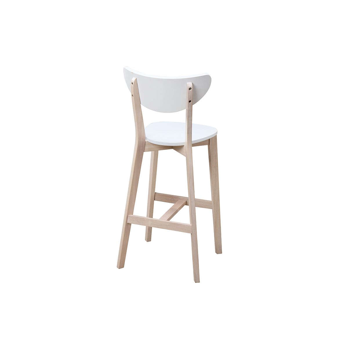 Tabourets de bar scandinaves blanc et bois 75 cm (lot de 2) LEENA blanc, MILIBOO