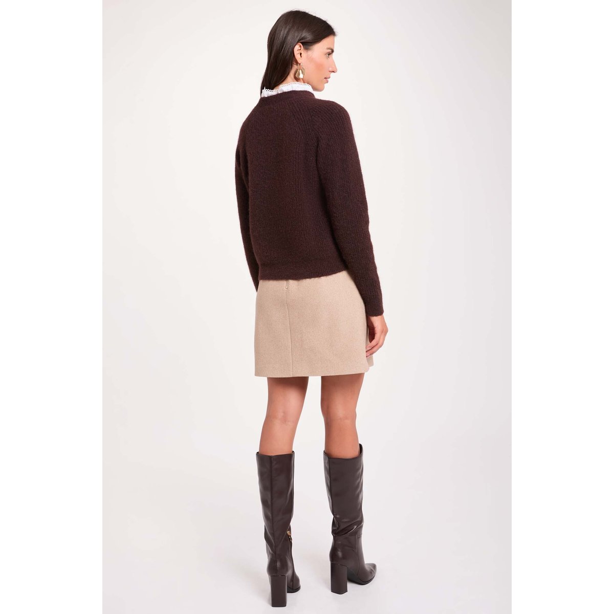 Jupe courte beige moyen, MORGAN