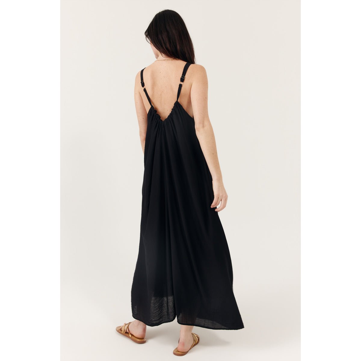Robe midi fluide décolleté en V Floresia black, ARTLOVE