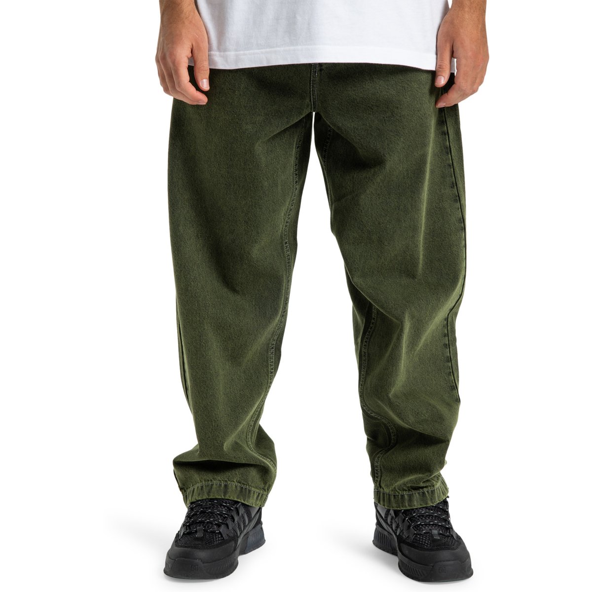 Jean en denim WORKER BAGGY DENIM BRONZE RINS. vert bronze green, DC SHOES