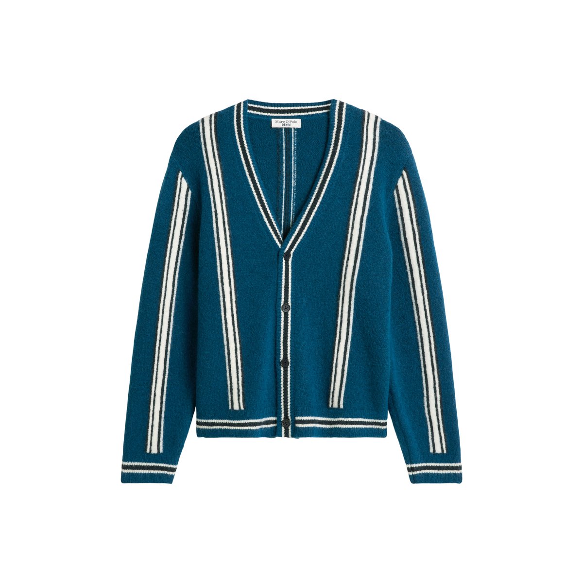 Veste en tricot regular en doux mélange de laine vierge bleu foncé, MARC O’POLO DENIM