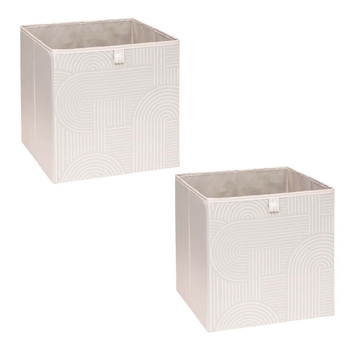 Lot de 2 boîtes de rangement cubes à motifs arches MIX'N MODUL beige, TOILINUX