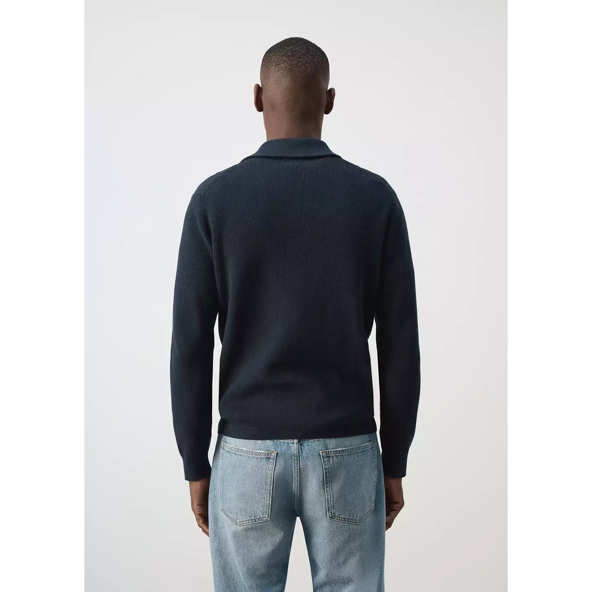 Cardigan 100 % coton zippé bleu marine, MANGO MAN