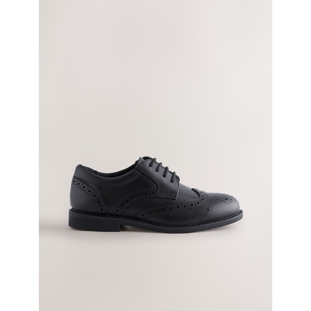 Chaussures richelieu à lacets en cuir noir, NEXT