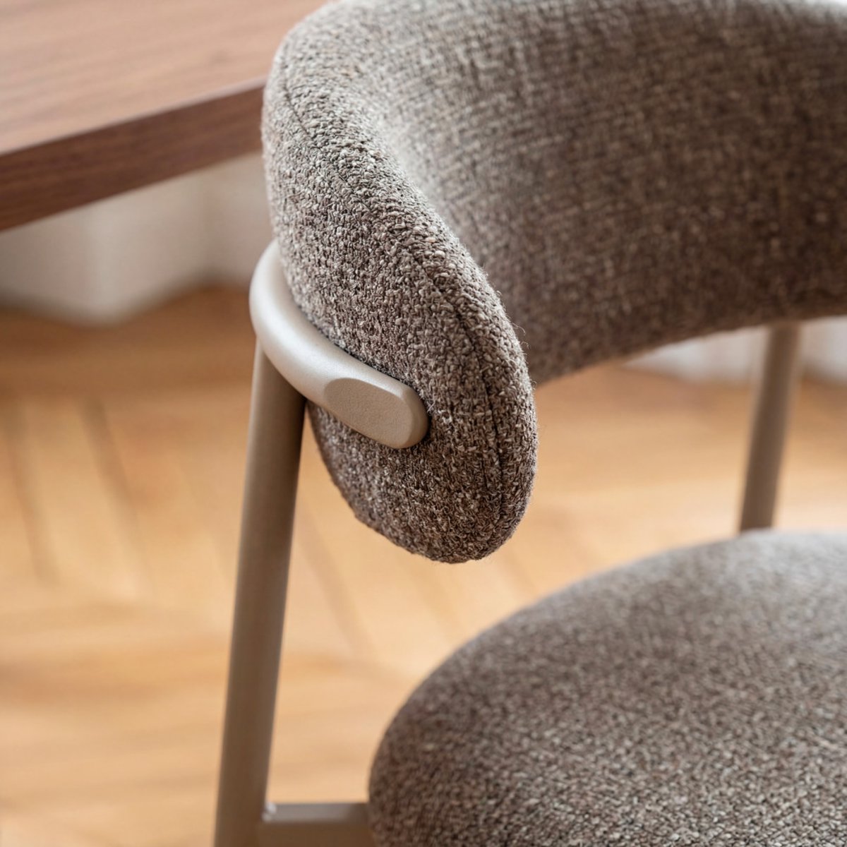 Lot de 2 chaises en tissu pieds beiges- ARIA marron chiné, DRAWER