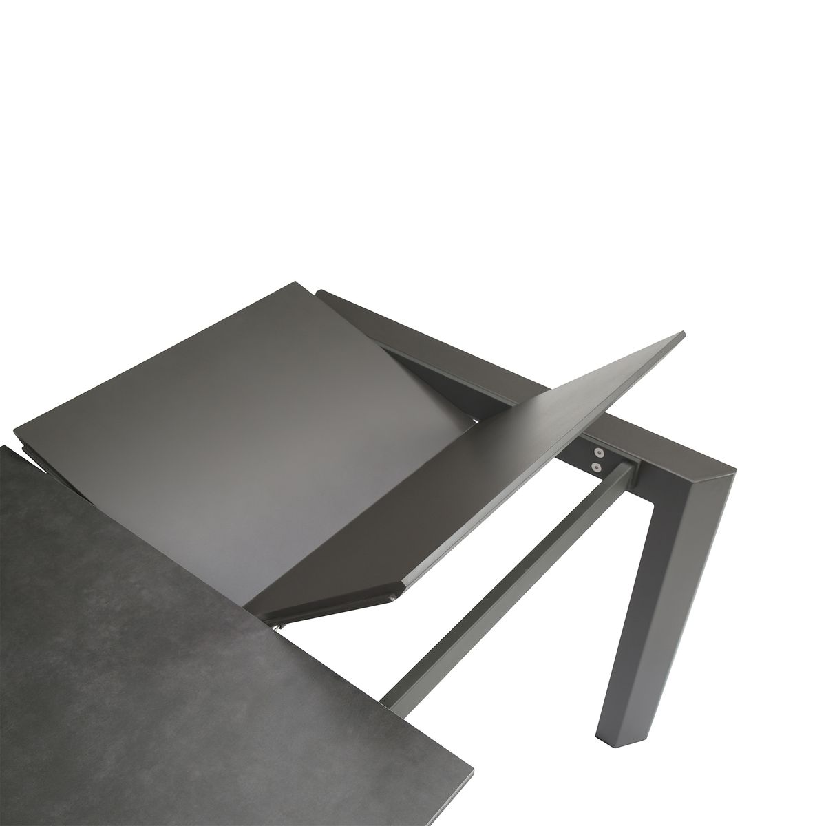 Table repas en céramique gris 140 cm avec allonge noir, ZAGO