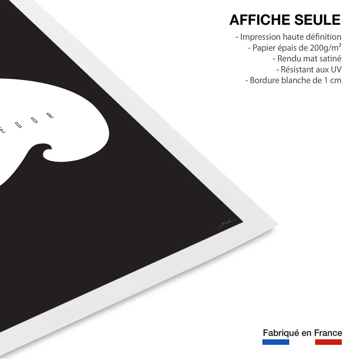 Affiche minimal hossegor affiche seule, HEXOA