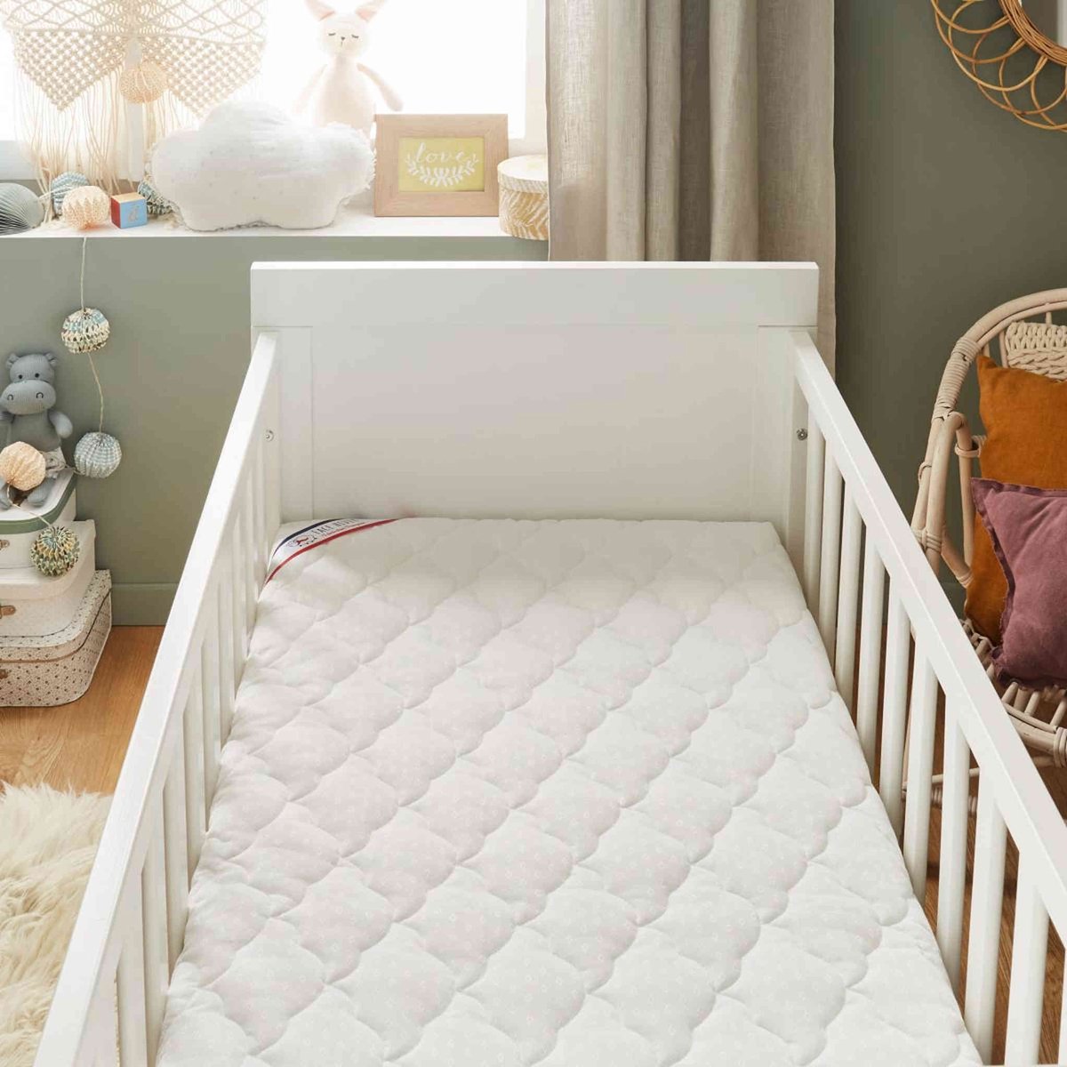 Matelas déhoussable coton Bio, 12cm ecru, P'TIT LIT
