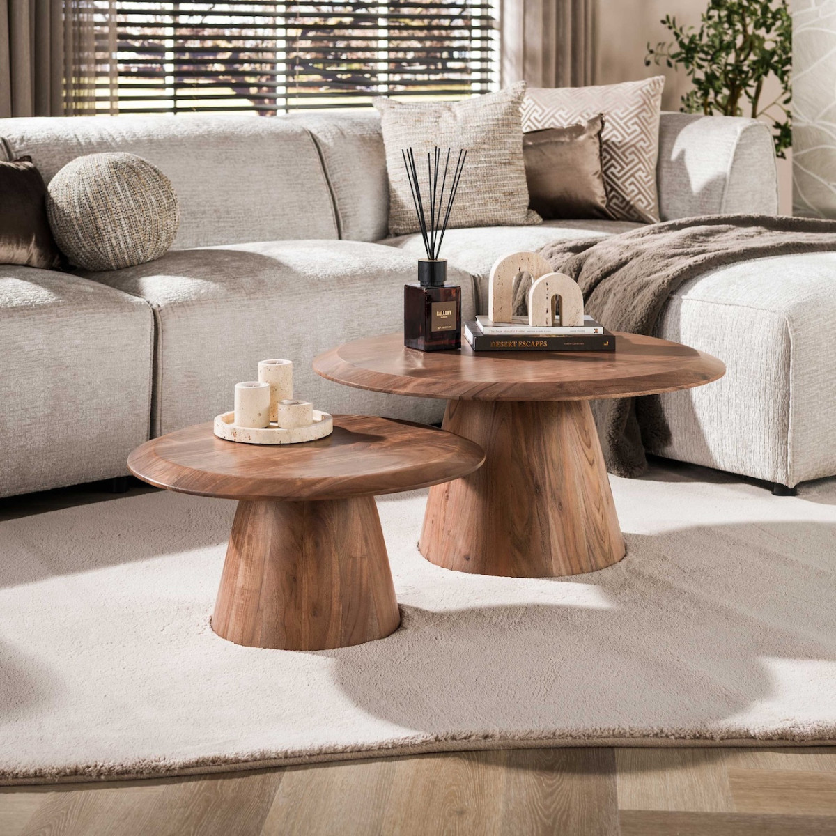 Tables basses gigognes en acacia massif - SOREN marron, MATHI DESIGN