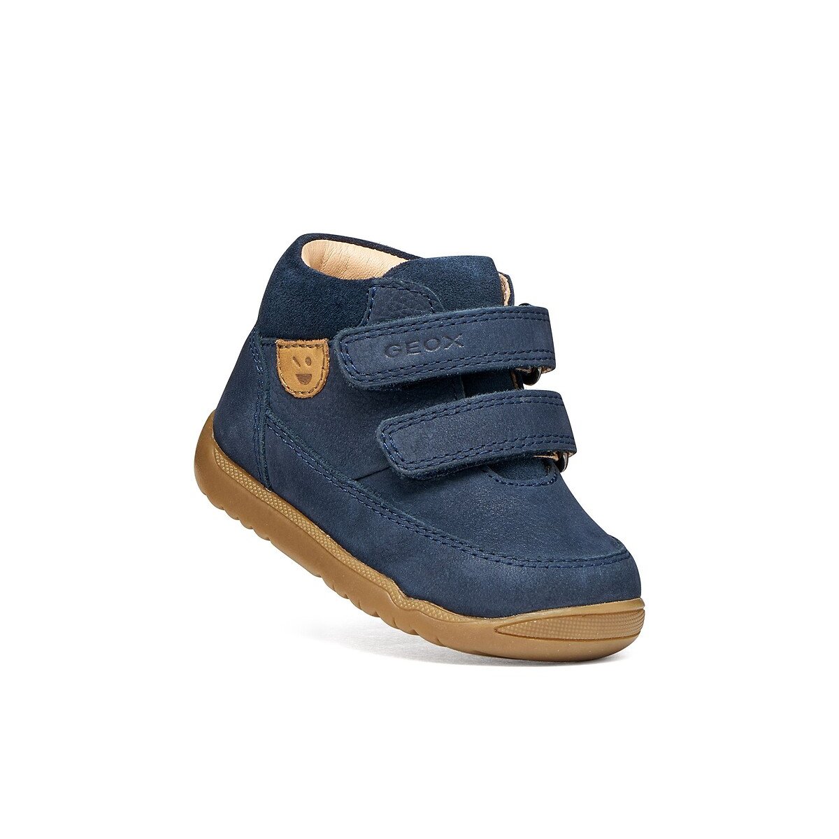 Zapatillas primeros pasos, en piel con cierre de velcro, MACCHIA azul marino, GEOX