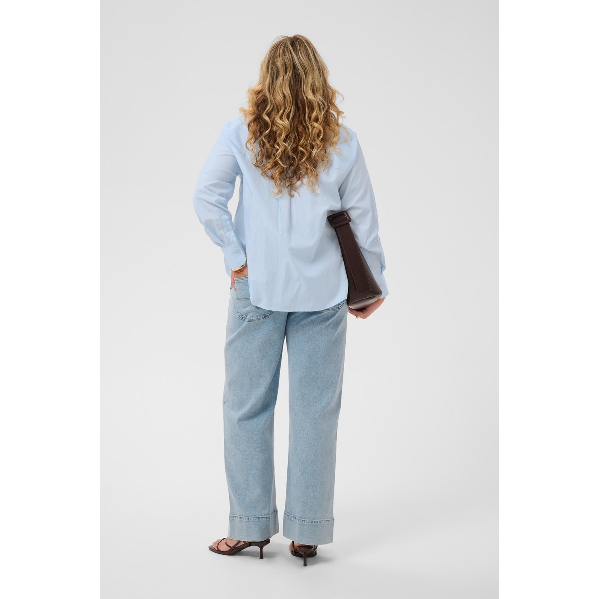 Chemise à manches longues bleu rayures light blue stripe, KAFFE CURVE