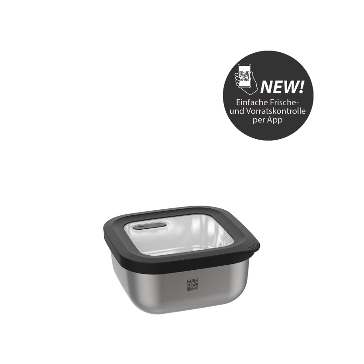 Boîte de conservation fraîcheur PROVIDO, carrée, 400 ml (Contrôle de la fraîcheur et des stocks via application) argent / métallique, GEFU