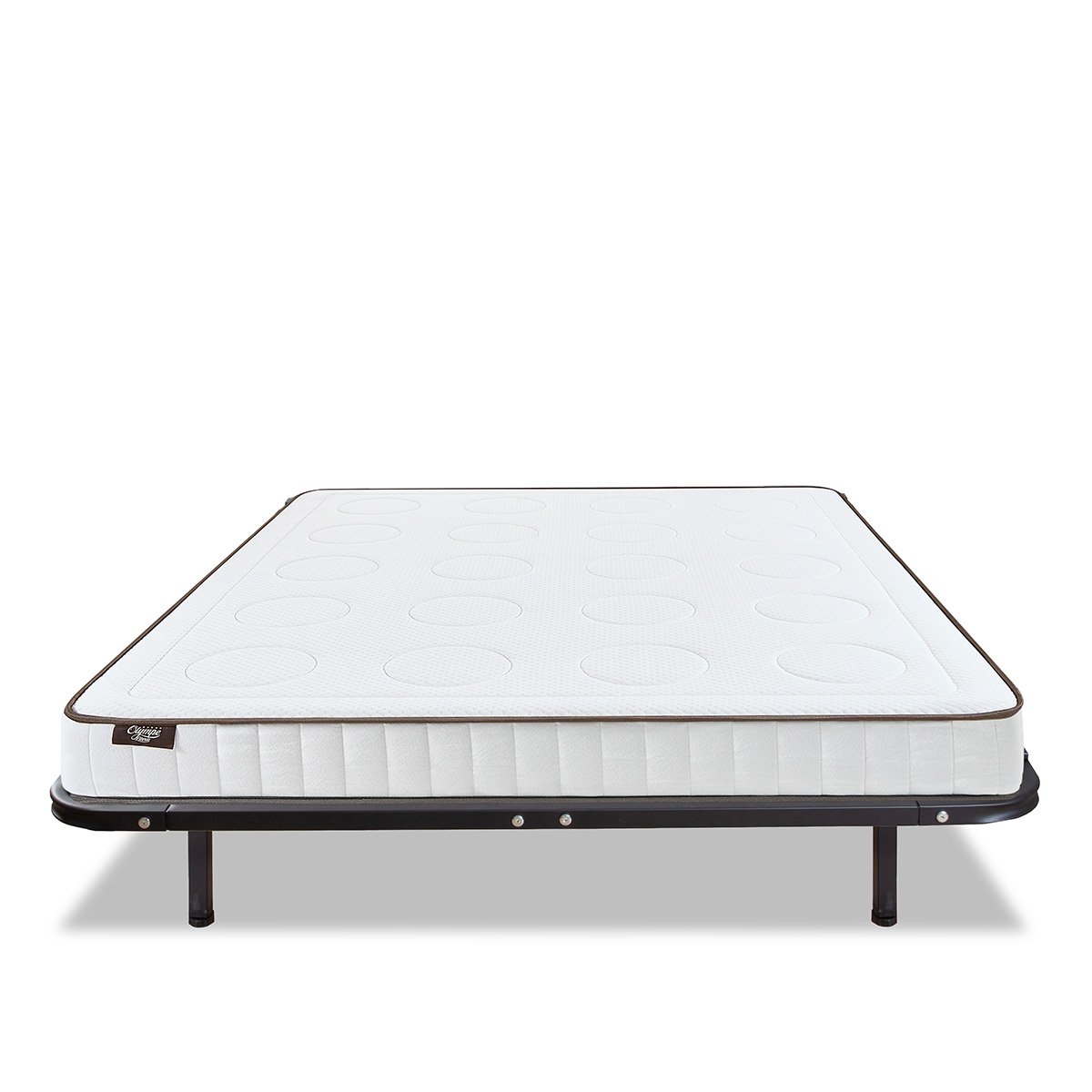 Ensemble Matelas Mémoire de forme CRISTAL avec Cadres à lattes blanc, OLYMPE LITERIE