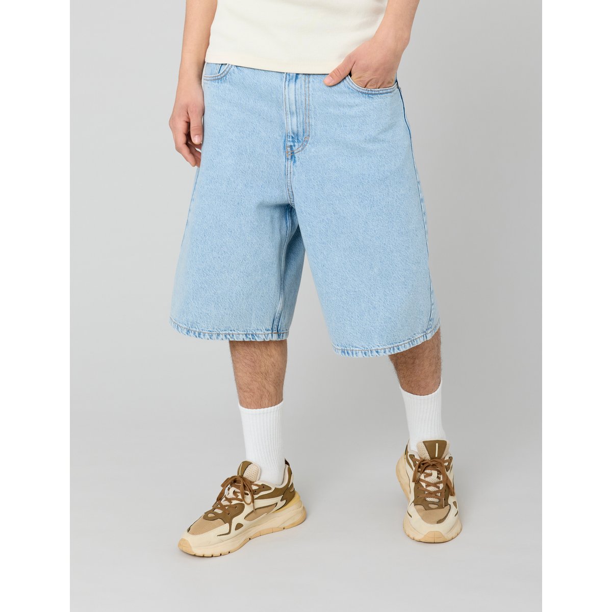 Bermuda en jean long bleu clair, BZB