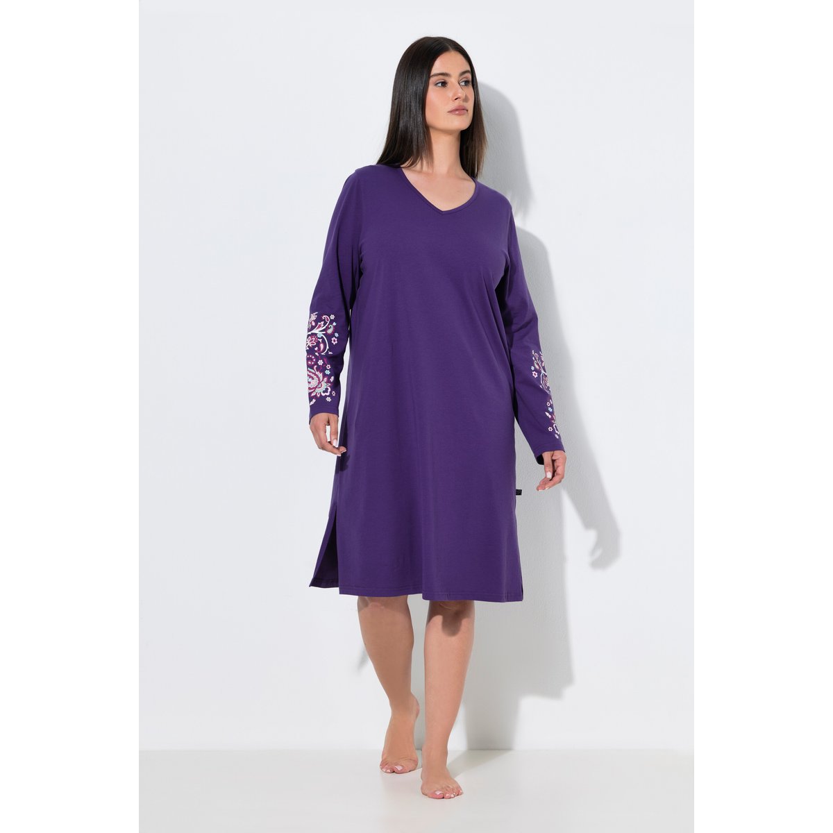 Lot de 2 grands T-shirts, motif cachemire bleu lilas, ULLA POPKEN