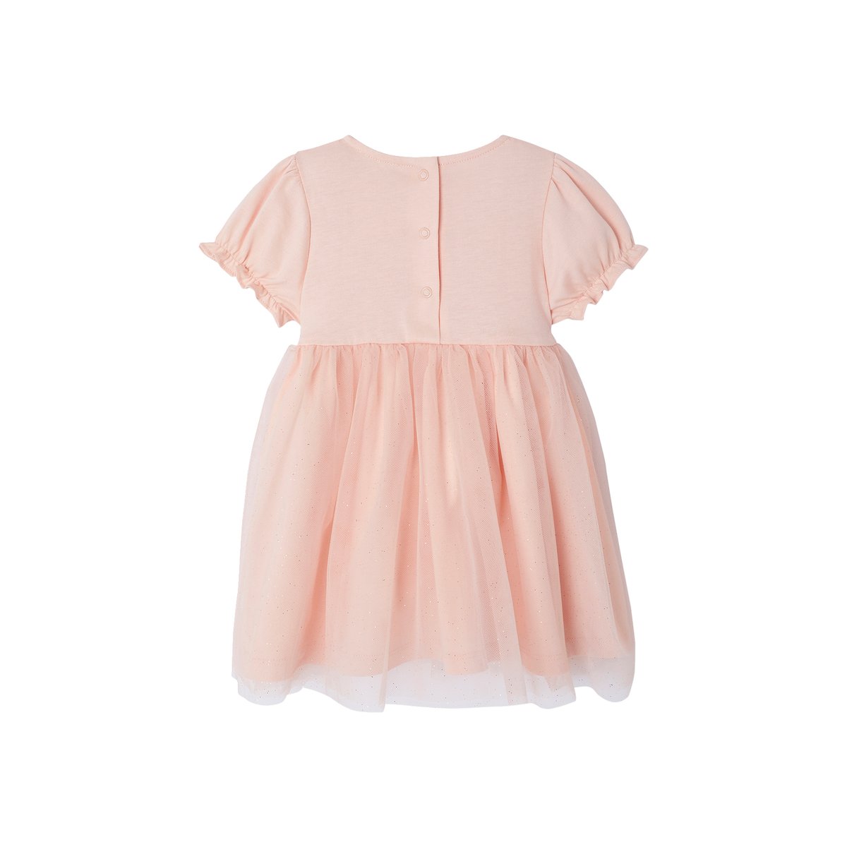Robe cérémonie bébé tulle glitter rose pâle, VERTBAUDET
