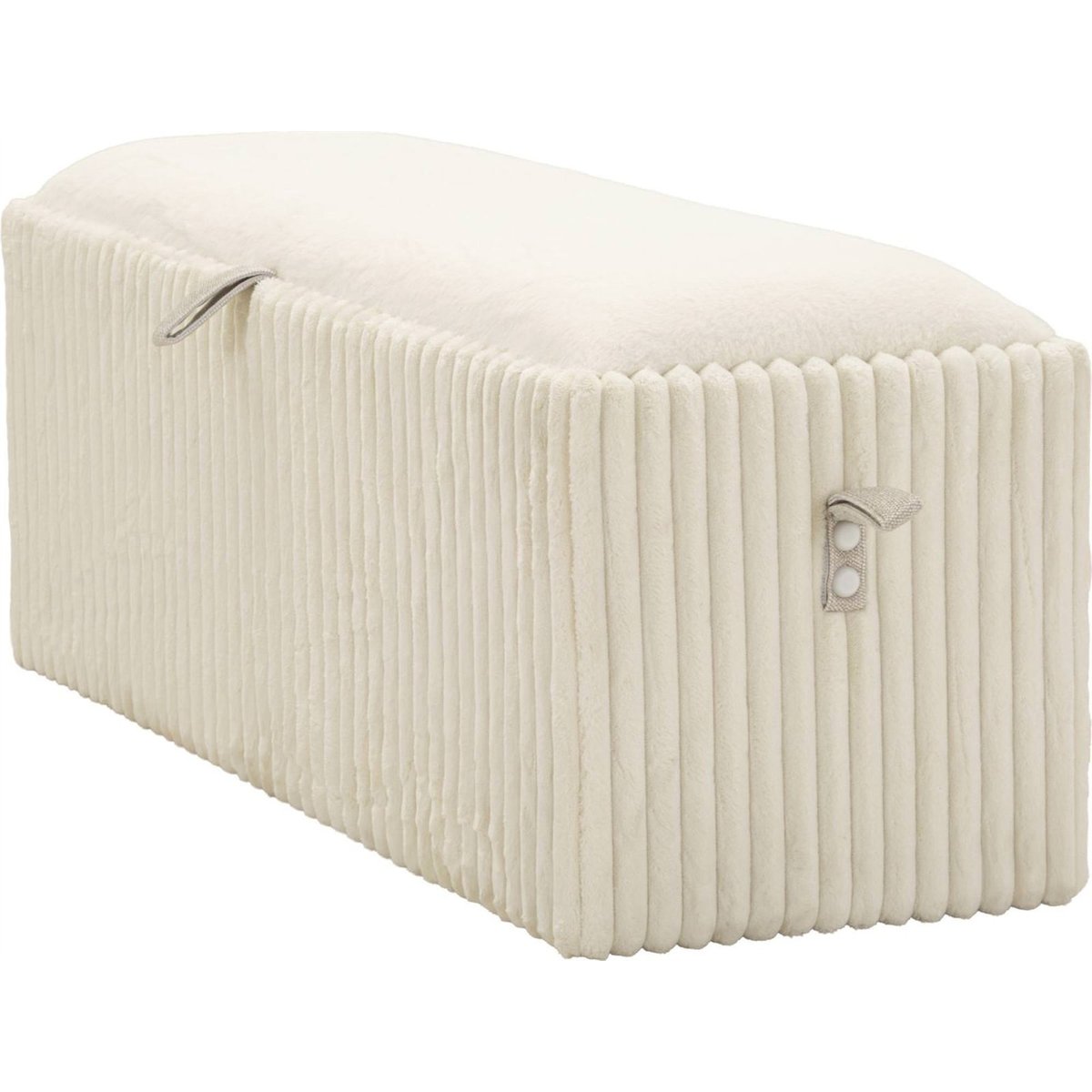 Banc coffre scandinave tissu côtelé MODERN blanc écru, RECOLLECTION