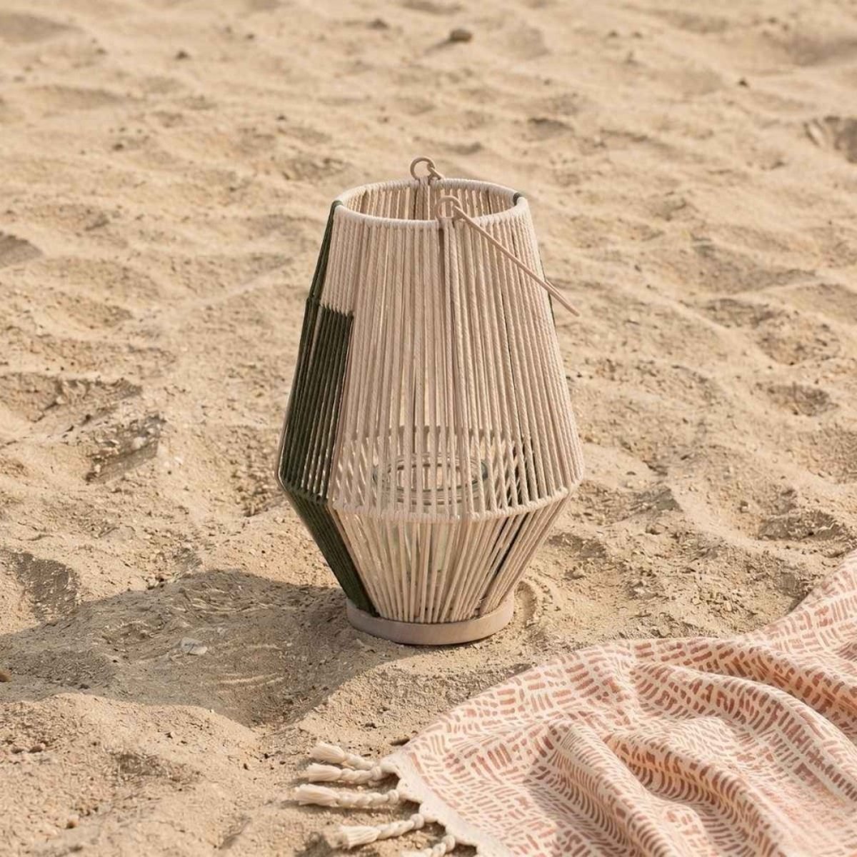 Lanterne en corde 33cm beige, ORNAMI