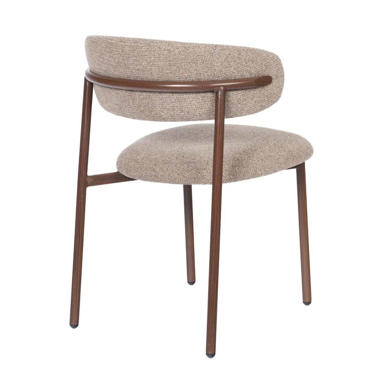 Chaise de salle à manger Curve en tissu marron avec piètement finition noyer (lot de 2) crème / ivoire, AMADEUS