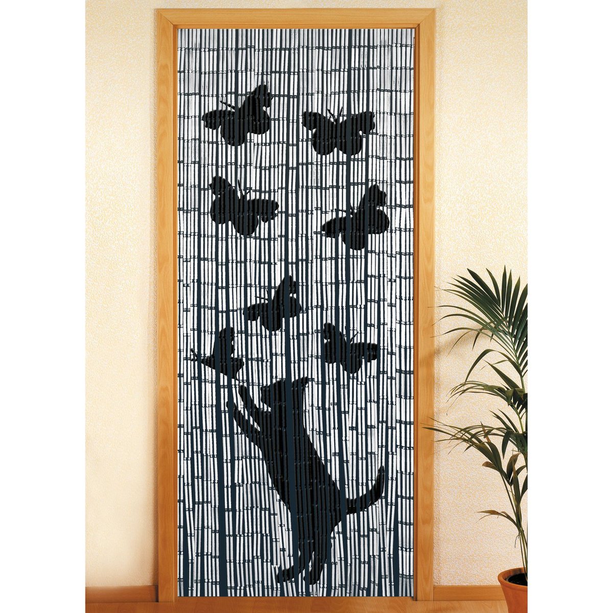 Rideau De Porte Chat Et Papillon - Bambou gris, WENKO
