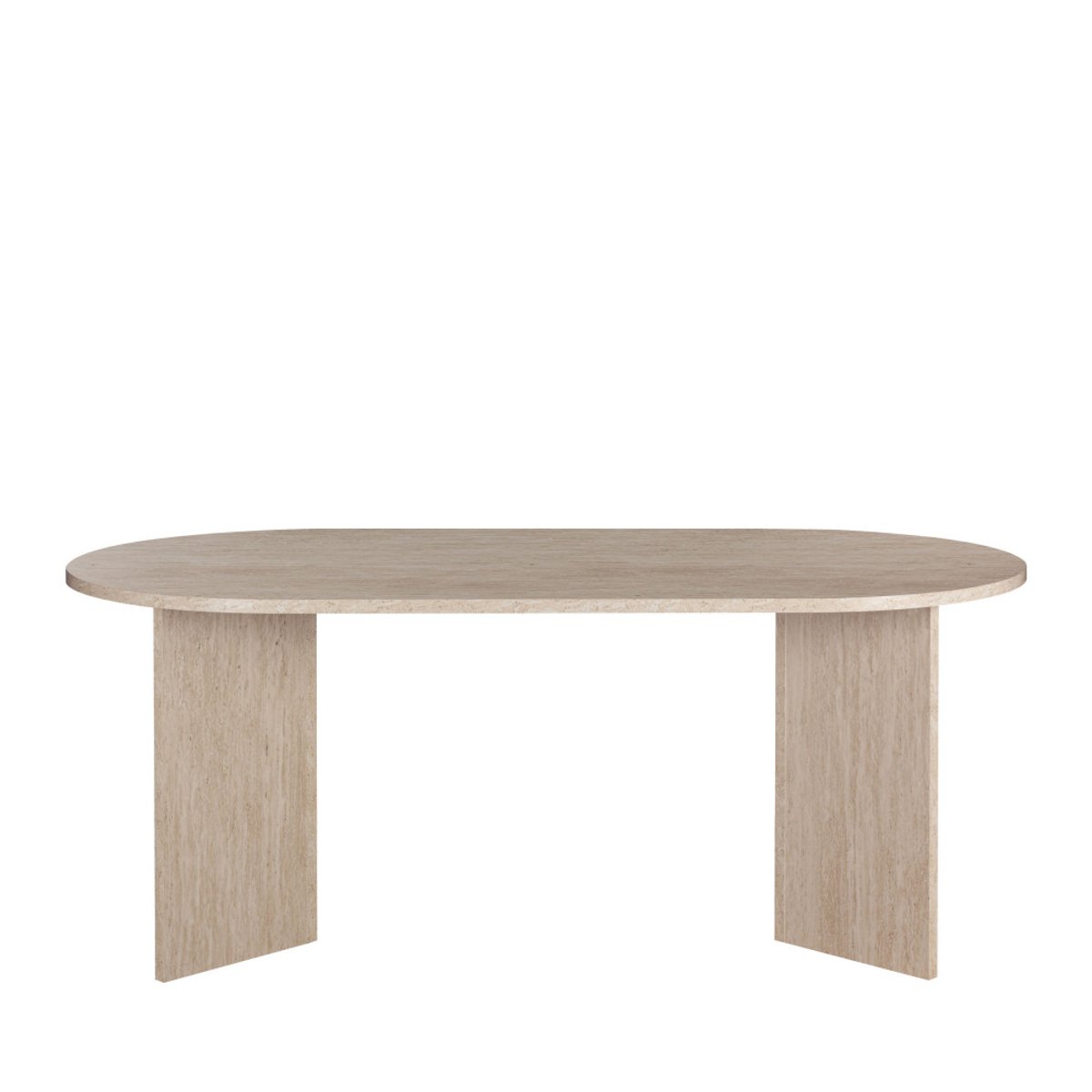 Table à manger 8 personnes ovale effet travertin - CALIAN beige, DRAWER