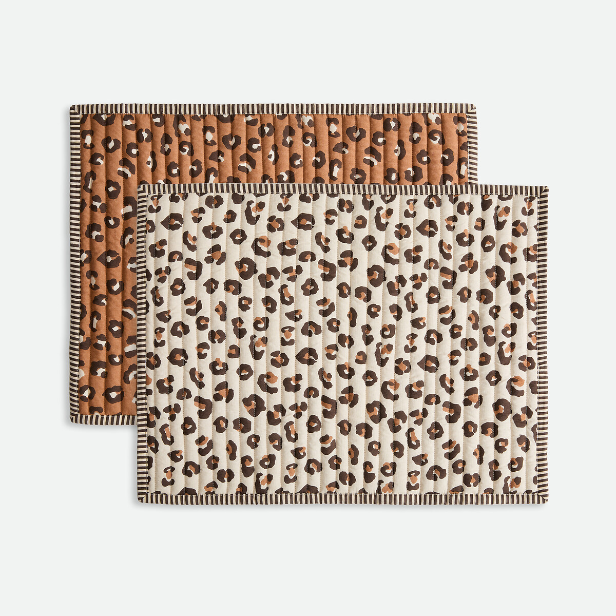 Set of 2 Leopold Leopard Print Cotton Voile Reversible Placemats leopard print, LA REDOUTE INTERIEURS