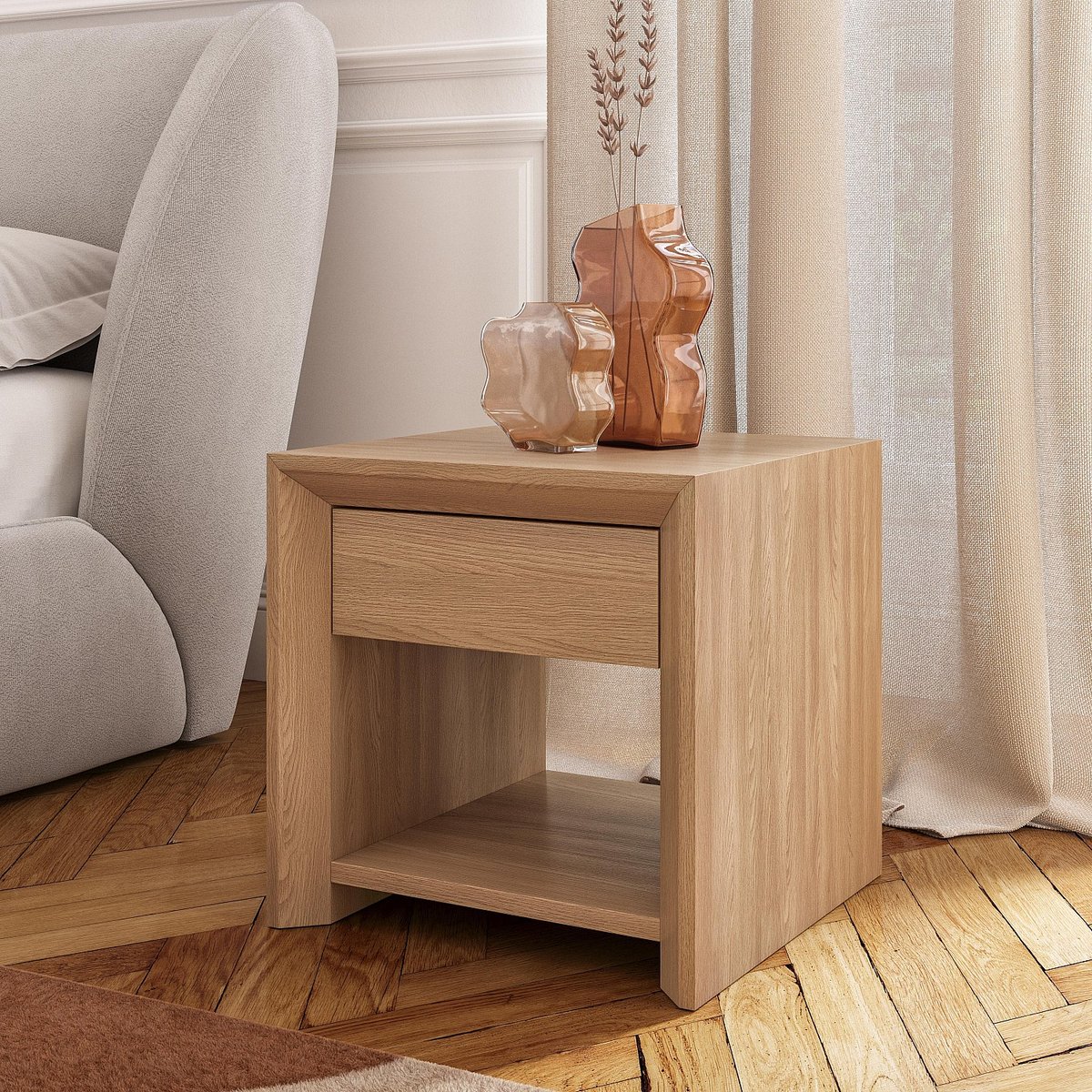Table de chevet chêne RAFAEL naturel clair, HABITAT