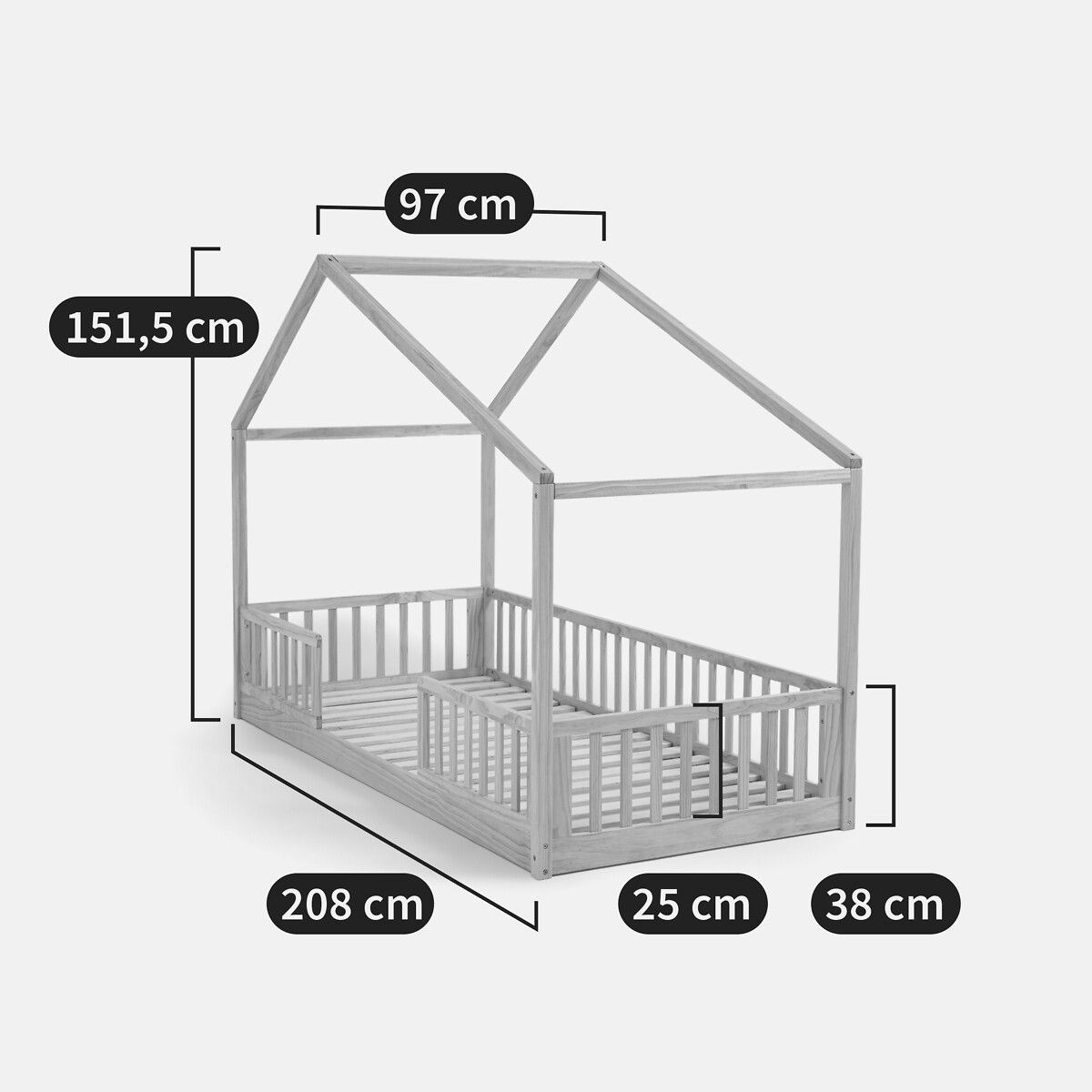 Lit enfant cabane en pin massif, Spidou naturel, LA REDOUTE INTERIEURS