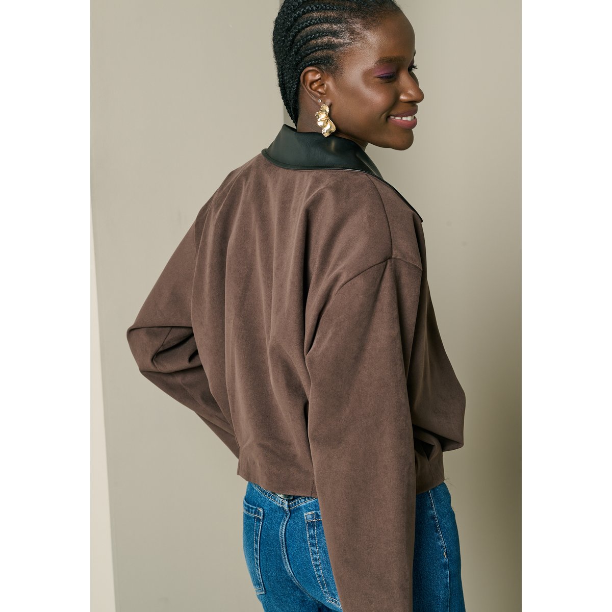 Bomber en velours côtelé brun fonce chocolate, LOLALIZA