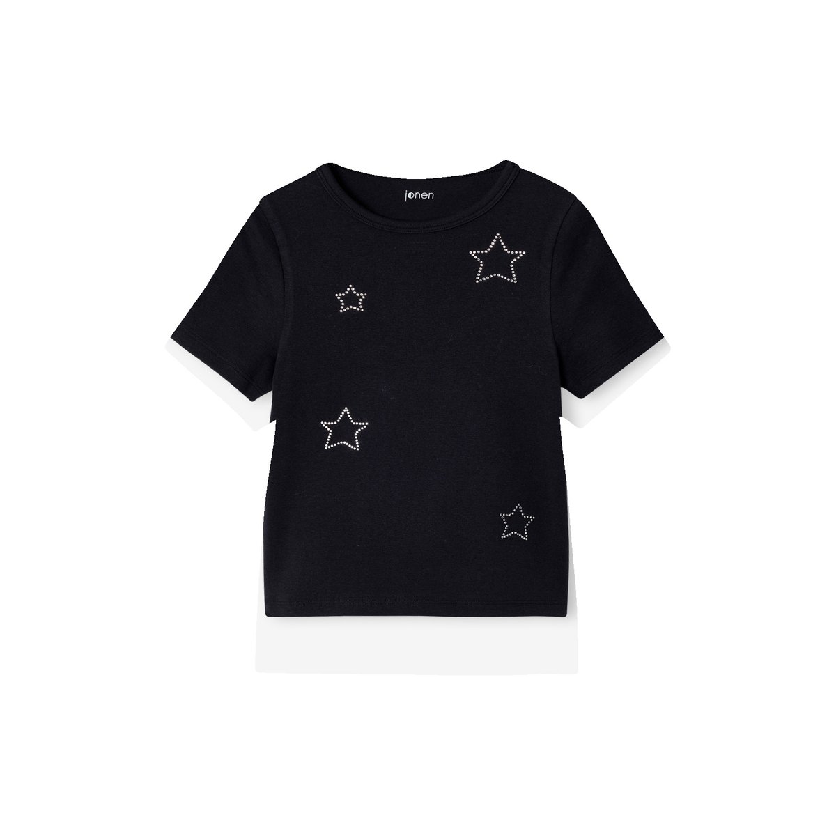 T-shirt manches courtes cropped noir, JONEN