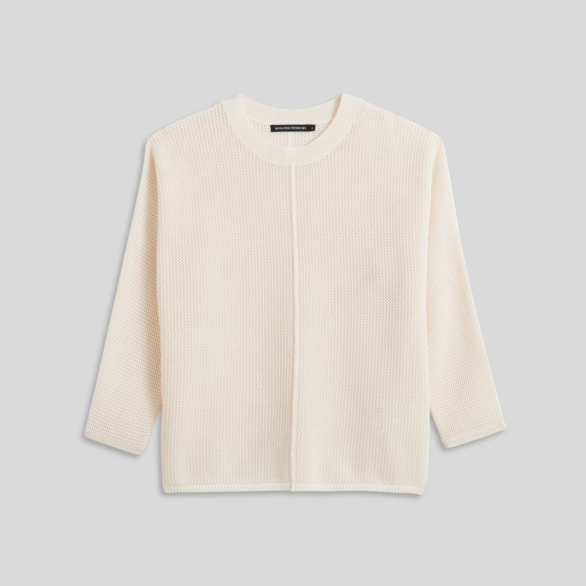 Pull ample ajouré en coton bio, certifié Oeko-Tex naturel, MONOPRIX