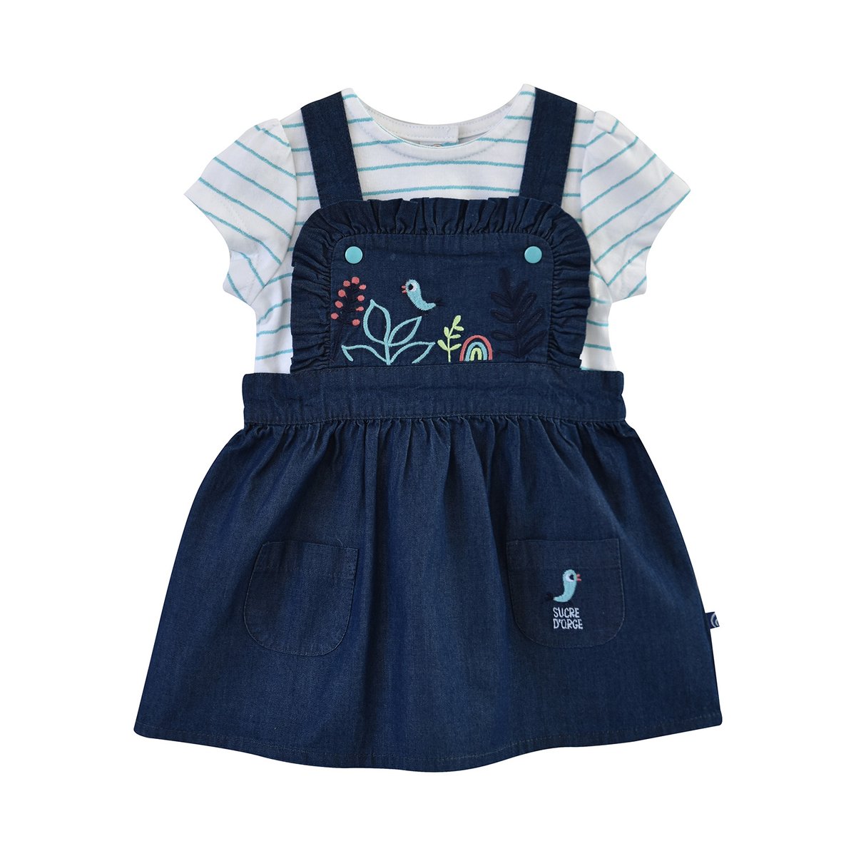 Ensemble tee shirt robe estrella en jean bleu, SUCRE D'ORGE