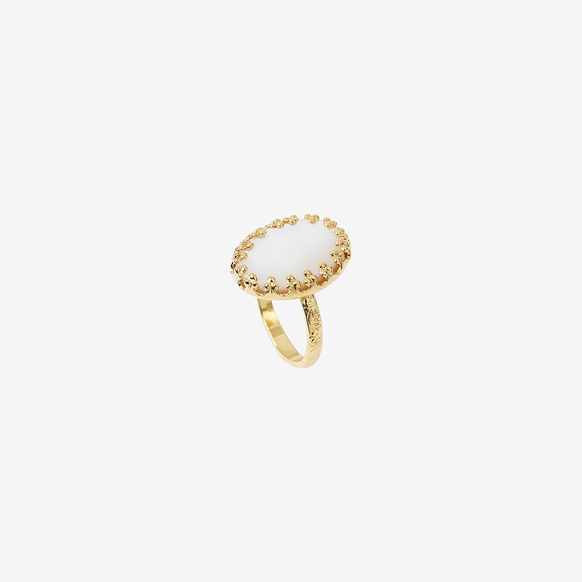 Bague plaquée or petit modèle nacre blanche - dubarry blanc, CAROLINE NAJMAN